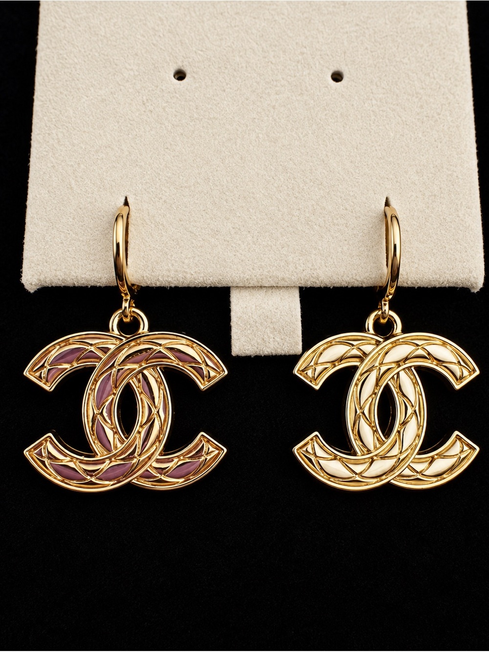 CHANEL Gold-Tone Double CC Drop Earrings